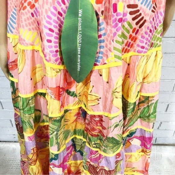Farm Rio Women’s Mixed‎ Prints Tiered Maxi Dress - Size Large